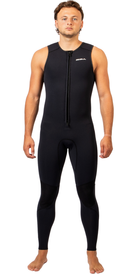 2025 Gul Mens Response Natur 3mm Long John Wetsuit RE4313-BKBK - Black